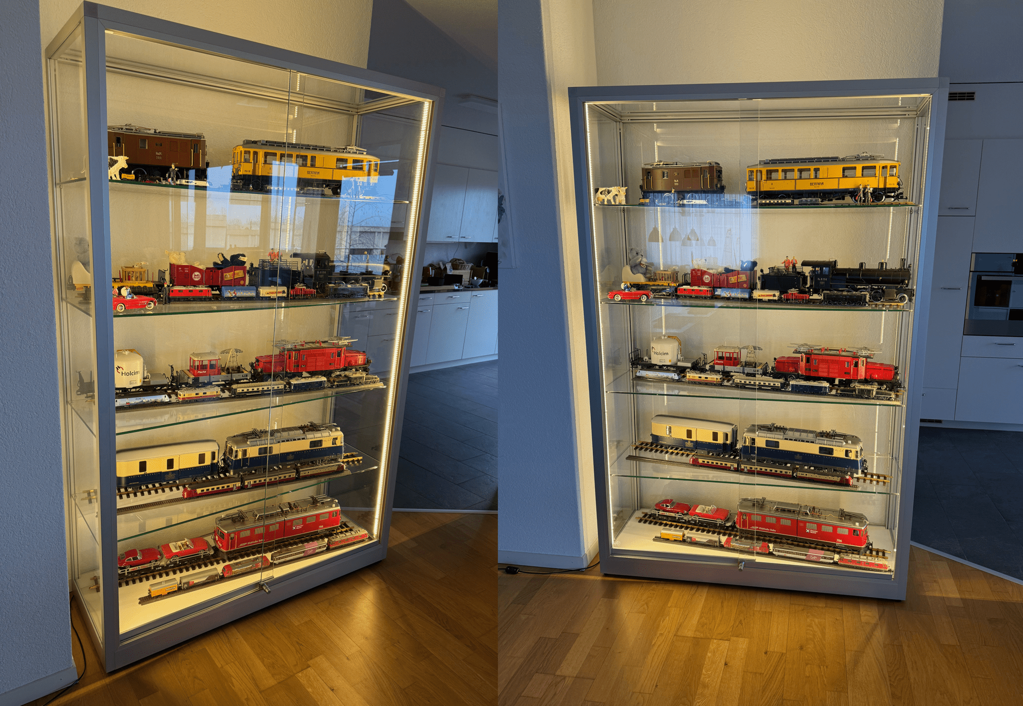 Beleuchtete Vitrine für Modellbahn-Sammlungen