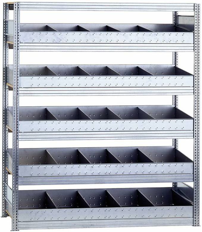 Kleinteil-Grundregal mit Schüttensets 2000x1695x600 mm HxBxT